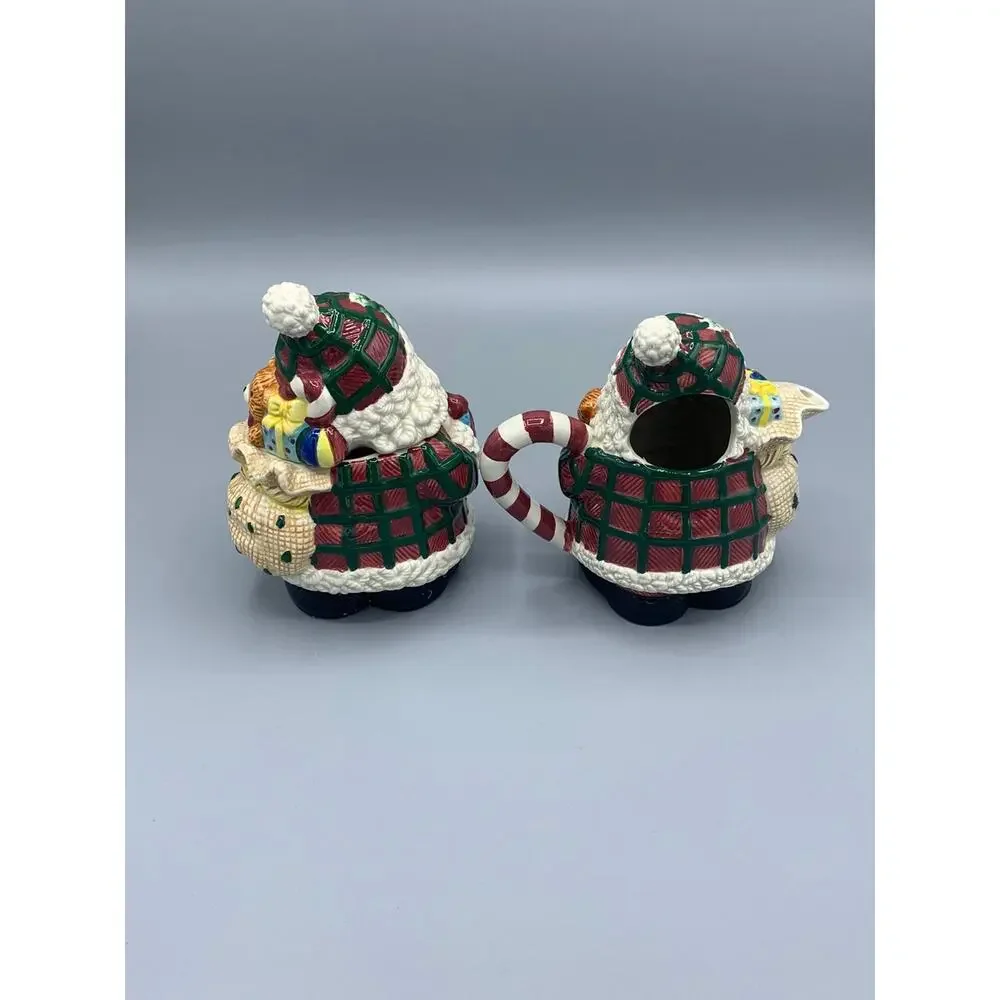 ✨ Vintage Jay Imports Jolly Santa Christmas Sugar Bowl & Creamer Set ✨